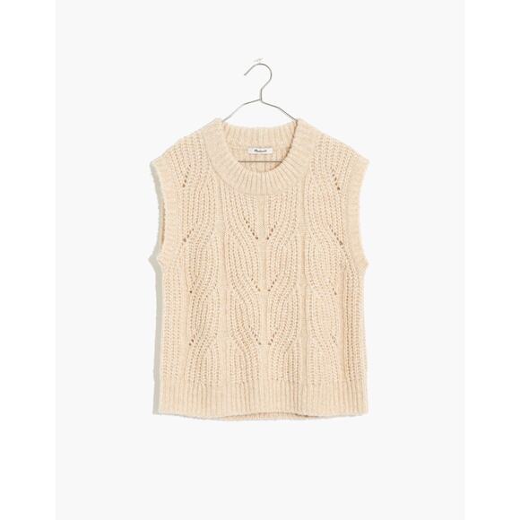 Madewell Sweaters - Madewell Firgrove Cable Knit Fisherman Crewneck Cropped Sweater Vest Size Large